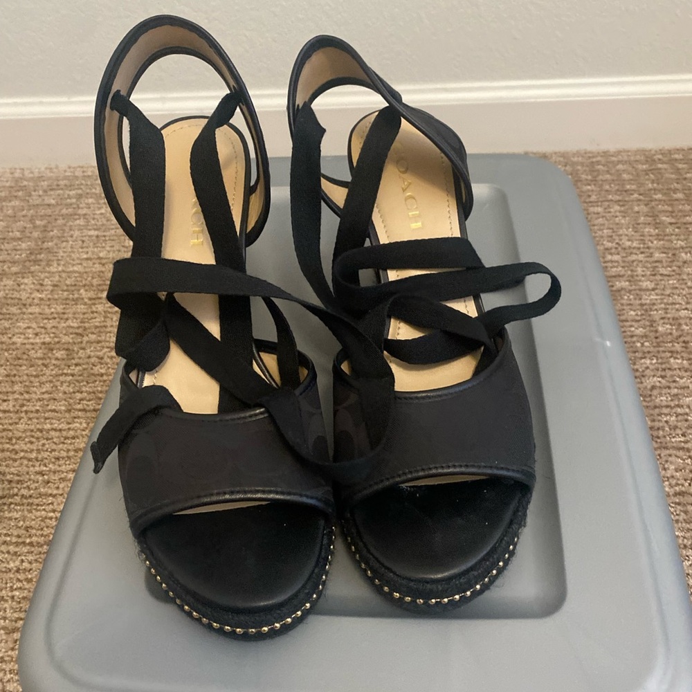 Size 9 Coach wedge sandals